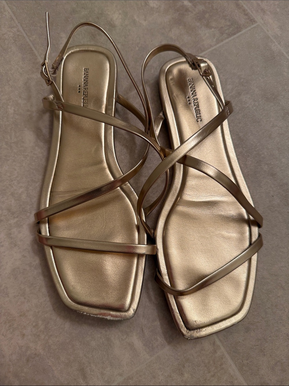 Banana Republic Metallic Gold Strappy Slingback Sandals